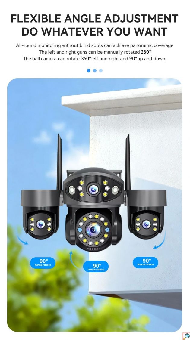 Andowl – Ασύρματη Κάμερα Ασφαλείας WiFi 4K Τριπλού Φακού με Νυχτερινή Όραση και AI Ανίχνευση