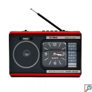 Ραδιόφωνο - Φακός με Ρολόι Quartz & Ηχείο Bluetooth - Κόκκινο/ Μαύρο
