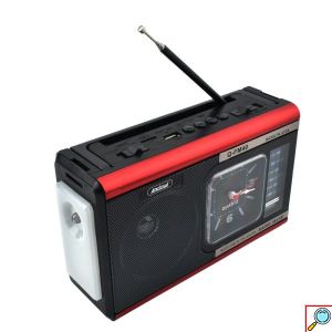 Ραδιόφωνο - Φακός με Ρολόι Quartz & Ηχείο Bluetooth - Κόκκινο/ Μαύρο