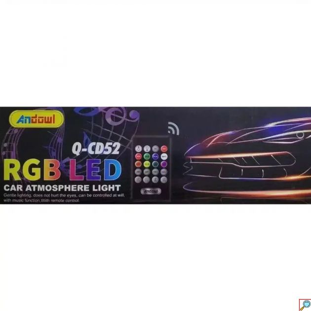 Andowl RGB Led 12V Ατμοσφαιρικά Φώτα Αυτοκινήτου 5050 SMD USB με Τηλεχειριστήριο 140-190cm