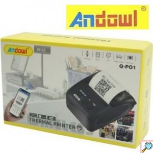 Andowl Θερμικός Εκτυπωτής Bluetooth & USB 58mm Ασύρματος Επαναφορτιζόμενος POS