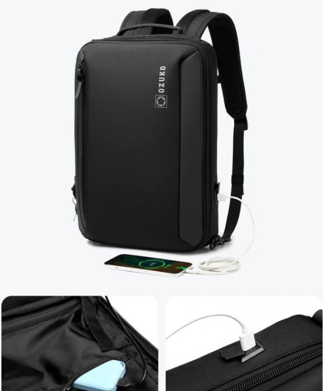 Ozuko Ανδρική Αδιάβροχη Τσάντα Μεταφοράς Laptop 15.6'' - Μαύρη