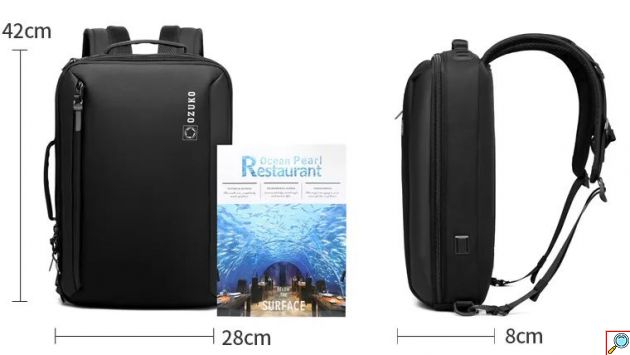 Ozuko Ανδρική Αδιάβροχη Τσάντα Μεταφοράς Laptop 15.6'' - Μαύρη
