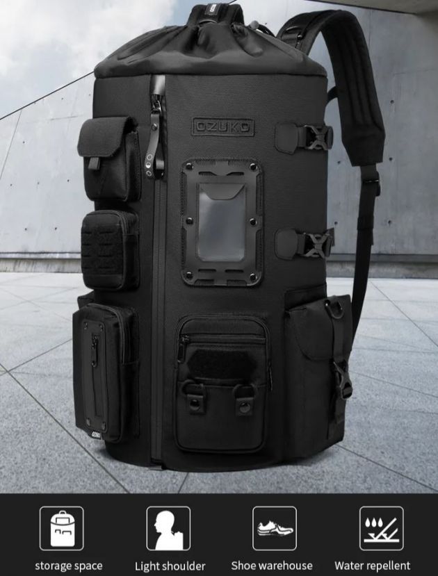Ozuko Ανδρική Tactical Πολυλειτουργική Τσάντα Πλάτης Αδιάβροχη - 27L - Μαύρη