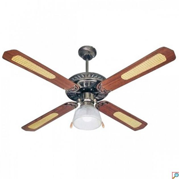 Ανεμιστήρας Οροφής 65W με 3 Ταχύτητες 4 Φτερά με Φως και Τηλεχειριστήριο 125cm Καφέ Hoomei