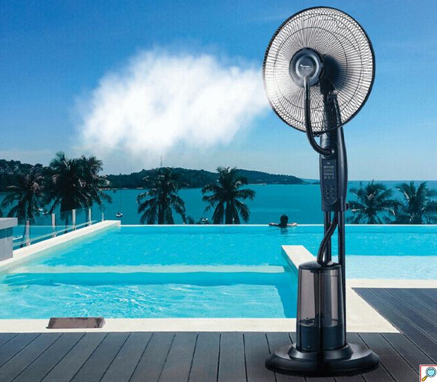 Ανεμιστήρας Ορθοστάτης 75W Υδρονέφωσης με Διάμετρο 41cm και Τηλεχειριστήριο - Muhler