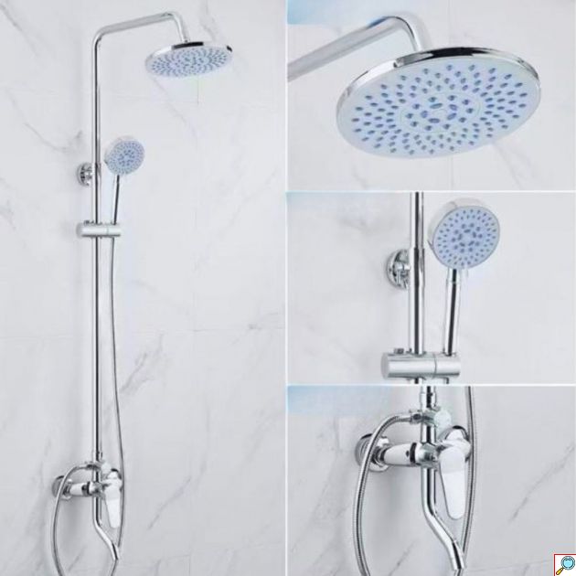 Ανοξείδωτη Στήλη Ντουζ 60cm με 3 Εξόδους & Μπαταρία 