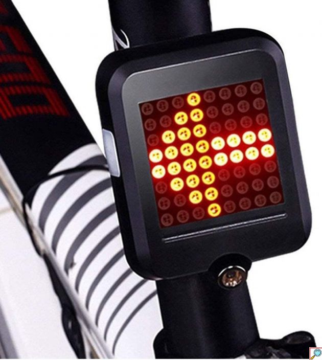 Ανθεκτικό Αδιάβροχο Πίσω Φως Ποδηλάτου 80lm με 64 LED και Infared Laser Μαύρο