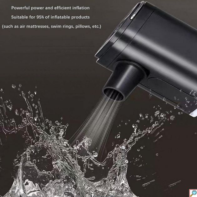 Ηλεκτρική Αντλία Αέρα 2 σε 1 30W - Φούσκωμα, Ξεφούσκωμα και Φωτισμός LED, Επαναφορτιζόμενη με 5 Ακροφύσια