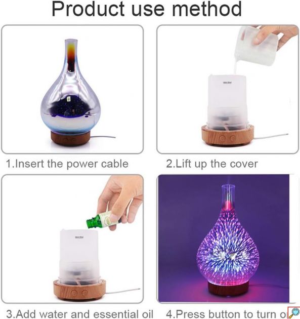 Αρωματικό Χώρου με 7 Xρώματα LED 120ml - Συσκευή Αρωματοθεραπείας Andowl