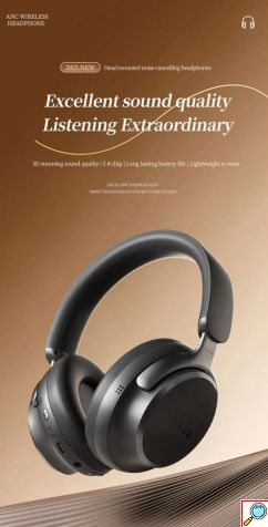 Ακουστικά Ασύρματα Bluetooth 5.4 με Ενεργή απομόνωση εξωτερικών ήχων ΑNC & Ενισχυμένο Μπάσο BASS-100 σε Διάφορα Χρώματα