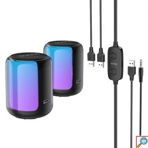 Ασύρματα Ηχεία Υπολογιστή Hoco 10W με RGB Φωτισμό Μαύρα