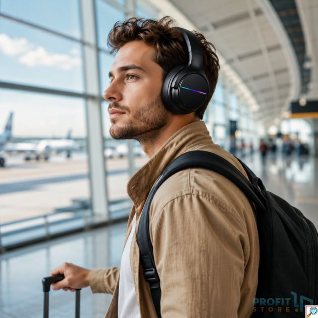 Ασύρματα Over-Ear Ακουστικά Bluetooth 5.3 με Ενσωματωμένο Μικρόφωνο και Φωτισμό