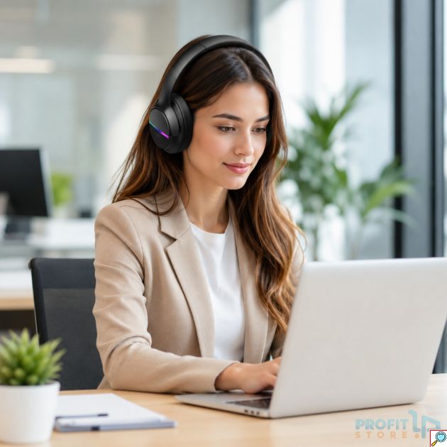 Ασύρματα Over-Ear Ακουστικά Bluetooth 5.3 με Ενσωματωμένο Μικρόφωνο και Φωτισμό