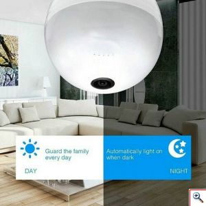 Ασύρματη Κρυφή Κάμερα Λάμπα IP Wifi με Ευρυγώνιο Φακό Fish Eye HD 960p Πανοραμικής Θέασης, Ε27, Αισθητήρα Κίνησης, Ειδοποιήσεις, Μικρόφωνο & Ηχείο