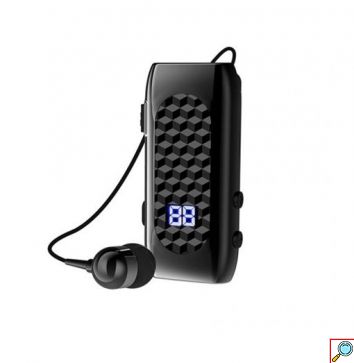 Ασύρματο Ακουστικό Bluetooth Handsfree – Ανασυρόμενο Ακουστικό Πέτου Μαύρο