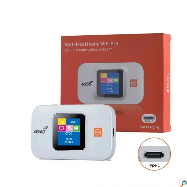 Ασύρματο Φορητό 4G Hotspot Ρούτερ Sim WiFi Τσέπης με Μέγιστη Ταχύτητα 300Mbps και Οθόνη EME Λευκό