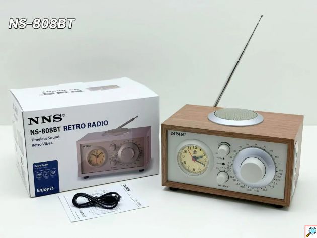 Ασύρματο Φορητό Retro Ραδιόφωνο με Bluetooth, USB, TF & Ρολόι - Επαναφορτιζόμενο