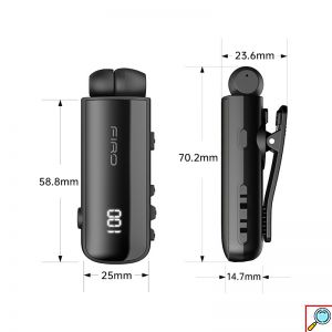 Ασύρματο Handsfree Ακουστικό Bluetooth Firo με Αναδιπλούμενο Καλώδιο, Δόνηση & Ένδειξη Μπαταρίας – Μαύρο
