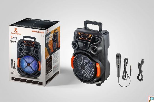 Ασύρματο Ηχείο Bluetooth Karaoke με Ενσύρματο Μικρόφωνο και Φωτισμό LED