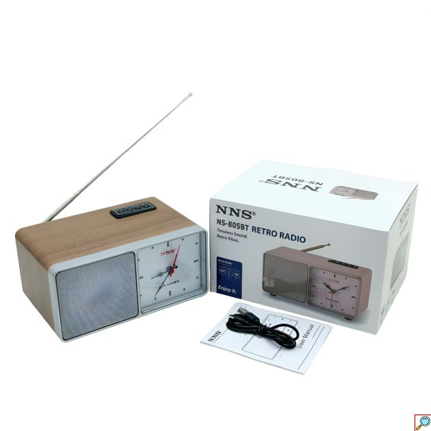 Ασύρματο Ηχείο Bluetooth με FM Ραδιόφωνο & Ρολόι – USB,TF - Retro Ξύλινος Σχεδιασμός