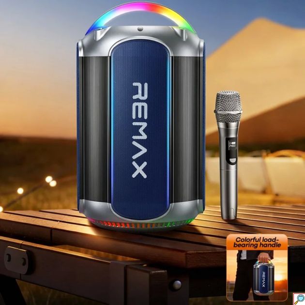 Φορητό Ηχείο Bluetooth Remax RB-MB06 120W με Ασύρματο Μικρόφωνο | Party Speaker RGB Light, TWS Pairing, USB & AUX για Karaoke & Εκδηλώσεις