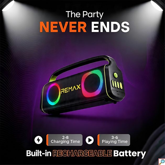 Φορητό Ηχείο Bluetooth Remax RB-MB07 80W – Με RGB Φωτισμό & Ασύρματο Μικρόφωνο
