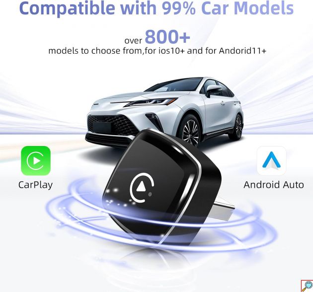 AutoSky IQ X1710 – Ασύρματος Αντάπτορας Apple CarPlay & Android Auto - USB/USB-C, Siri, Πλήρης Συμβατότητα
