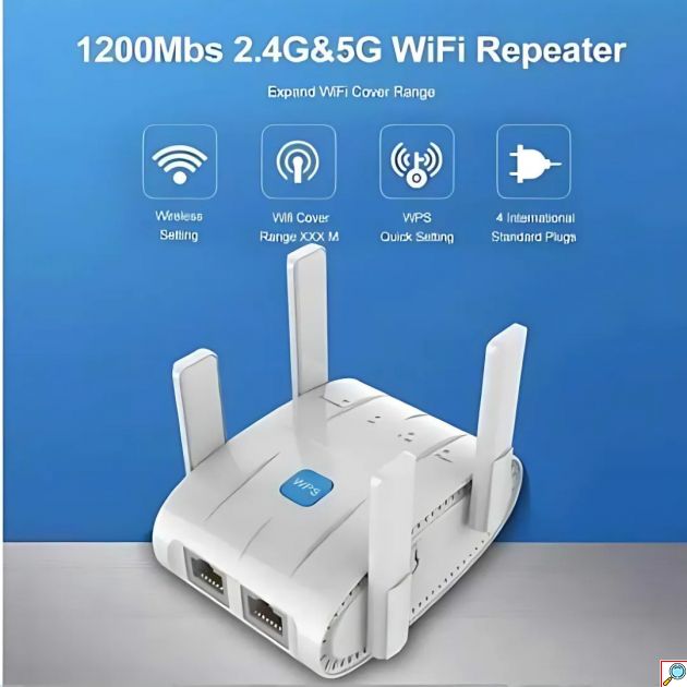Ασύρματος Ενισχυτής Σήματος Wifi Extender 1200 Mbps Dual Band 2.4G & 5G με WPS