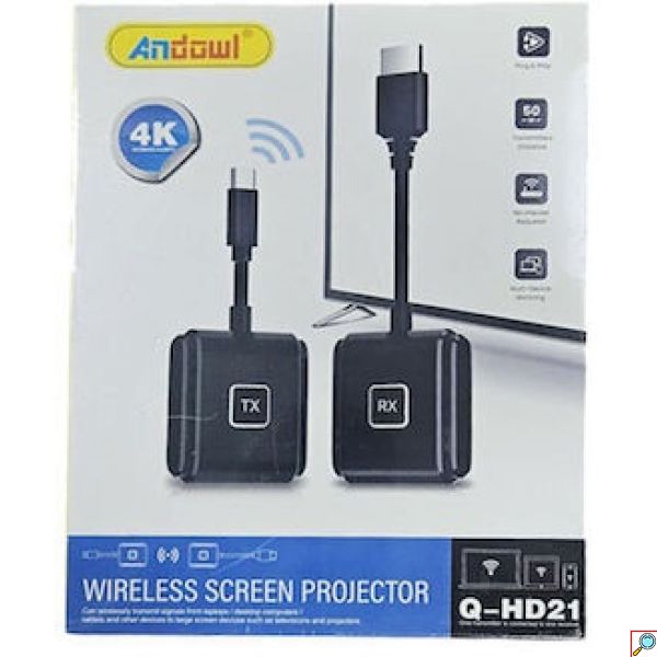 Ασύρματος Προβολέας Οθόνης 4K Plug & Play για TV & Projector Andowl Q-HD21