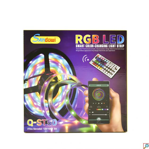 Αυτοκόλλητη Διακοσμητική Ταινία LED RGB 5m με Ηχητική Λειτουργία, Bluetooth & Τηλεχειριστήριο Andowl