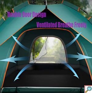 Αυτόματη Σκηνή Igloo για Camping 4 Ατόμων - Καλοκαιρινή - Πράσινη - 200 x 200 x 150 εκ.
