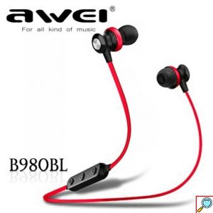 AWEI In Ear Ασύρματα Ακουστικά Bluetooth με Ηχείο και Μαγνητικό Καλώδιο Κόκκινο