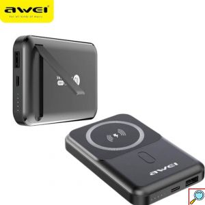 Awei Power Bank 10000 mAh - Ασύρματος Φορητός Γρήγορος Φορτιστής - Μαύρος
