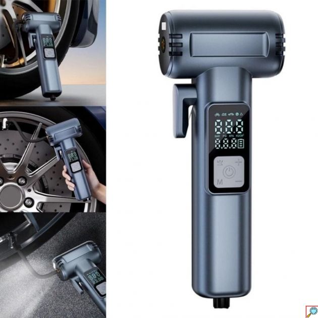 Τρόμπα Αυτοκινήτου 150PSI - Επαναφορτιζόμενη, με Power Bank και Εργαλεία Απεγκλωβισμού 12V
