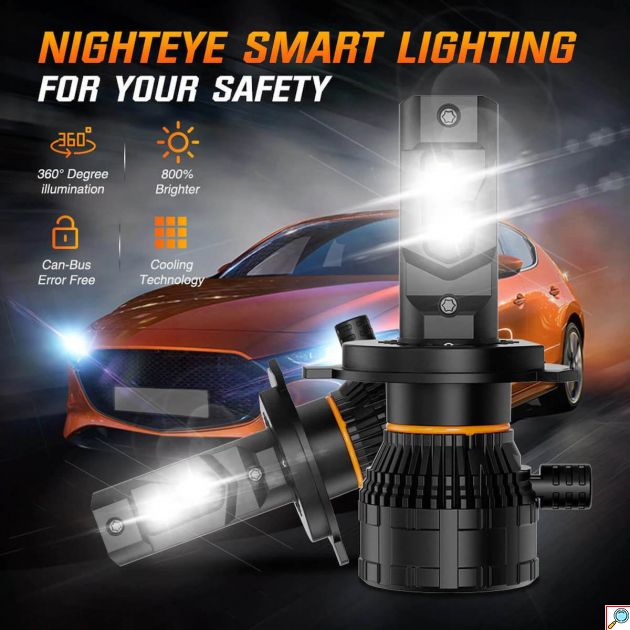 Λάμπες Αυτοκινήτου LED NightEYE IP68 – Ισχυρός Φωτισμός 200W 40000LM 6500K