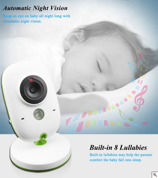 Ασύρματη Ενδοεπικοινωνία Μωρού 2″ με Νανουρίσματα και Κάμερα Νυχτός - Wireless Baby Monitor 