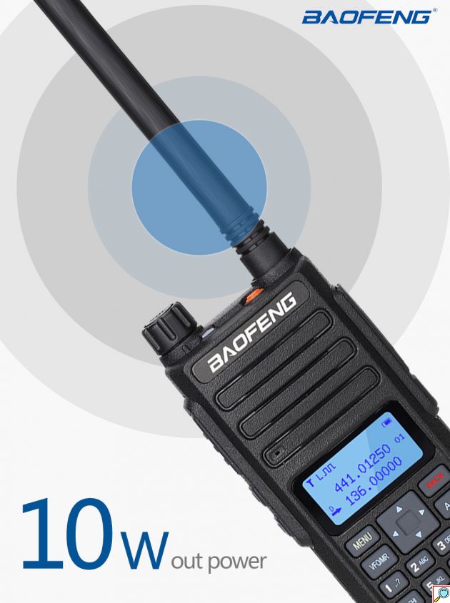 Ισχυρός Ασύρματος Πομποδέκτης 10W έως 10km UHF/VHF Dual Band 128 Κανάλια με Οθόνη, Φακό - Two Way Radio Tranceiver