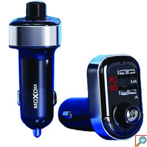 FM Transmitter Αυτοκινήτου με 2 Θύρες USB και Τροφοδοσία Ρεύματος Αναπτήρα Moxom