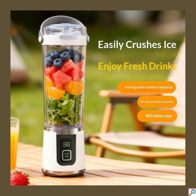 Φορητό Blender Επαναφορτιζόμενο 700ml – Αποχυμωτής για Smoothies & Χυμούς - 3 Προγράμματα, Θρυμματισμός Πάγου, USB-C