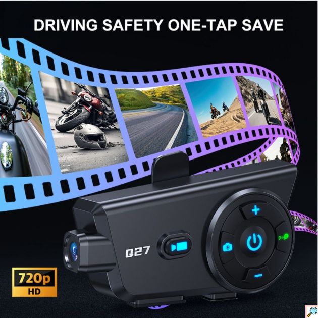 Bluetooth Ακουστικό Κράνους με Κάμερα 720p – Ενδοεπικοινωνία & Εγγραφή Βίντεο - WiFi, IP56, Intercom 500m, Ευρυγώνιος Φακός 120°