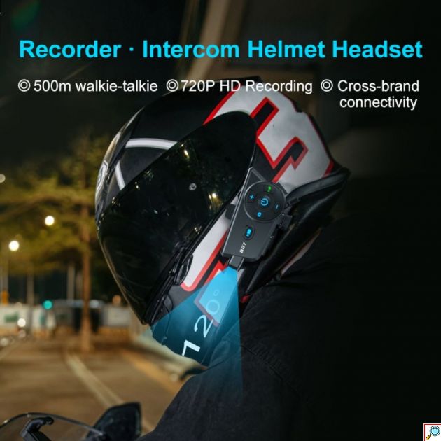 Bluetooth Ακουστικό Κράνους με Κάμερα 720p – Ενδοεπικοινωνία & Εγγραφή Βίντεο - WiFi, IP56, Intercom 500m, Ευρυγώνιος Φακός 120°
