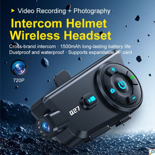 Bluetooth Ακουστικό Κράνους με Κάμερα 720p – Ενδοεπικοινωνία & Εγγραφή Βίντεο - WiFi, IP56, Intercom 500m, Ευρυγώνιος Φακός 120°