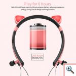 Bluetooth Ασύρματα Ακουστικά Ψείρες με Μαγνήτη, Στερεοφωνικά & LED Αυτάκια Γάτας - Luminous Wireless Earphone Cat Ear ZW-29 Μπλε OEM