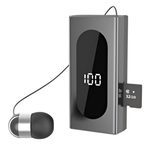 Ακουστικό Bluetooth Clip-On – Hands-Free με Multipoint - Bluetooth 5.3, Οθόνη LED, MP3 Player TF Card, Δόνηση, Αυτόματο Καλώδιο