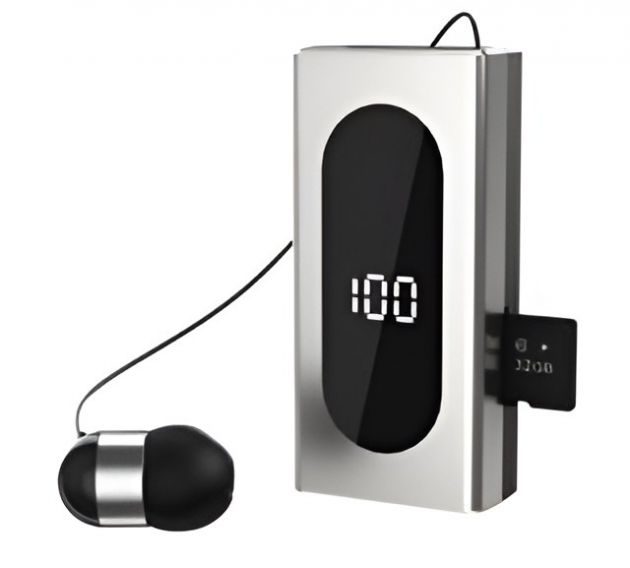 Ακουστικό Bluetooth Clip-On – Hands-Free με Multipoint - Bluetooth 5.3, Οθόνη LED, MP3 Player TF Card, Δόνηση, Αυτόματο Καλώδιο