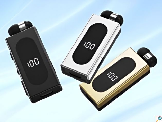 Ακουστικό Bluetooth Clip-On – Hands-Free με Multipoint - Bluetooth 5.3, Οθόνη LED, MP3 Player TF Card, Δόνηση, Αυτόματο Καλώδιο
