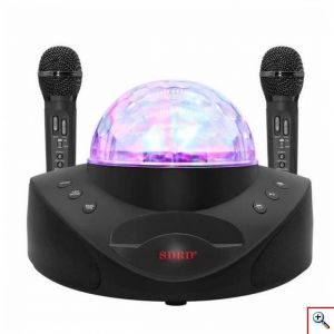 Bluetooth Φορητό Ηχοσύστημα Karaoke με 2 Ασύρματα Μικρόφωνα, Disco Crystal & USB/SD Player - 20W Μαύρο SDRD SD-308