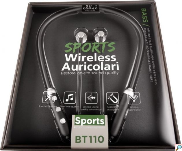 Ακουστικά Bluetooth Handsfree Ellietech BT110 – In-ear Αθλητικά με Στέκα Λαιμού | Ανθεκτικά στον Ιδρώτα, Μαγνητικά, για Τρέξιμο, Ασημί