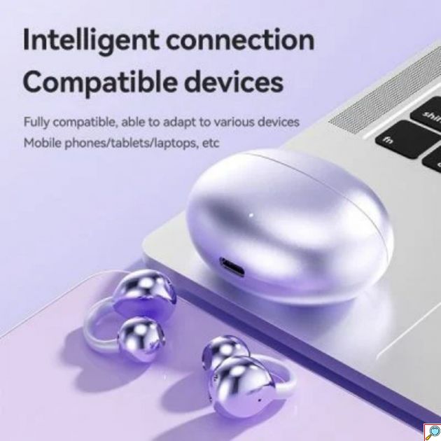Ακουστικά Bluetooth - Σταθερή εφαρμογή & έξυπνος touch έλεγχος - Κλιπ αυτιών, θήκη φόρτισης, ασύρματα